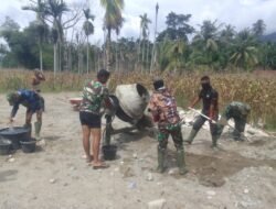 Kodim 0108/Agara percepat Pembangunan Jembatan Gantung yang menghubungkan Ds. Lawe Pinis dengan Ds. Lawe Ger-Ger, Aceh Tenggara