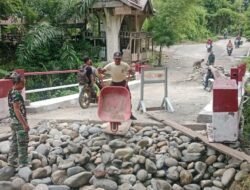 Kodim 0108/Agara dan Warga Gotong Royong Persiapkan Pengecoran Jalan Beton di Desa Lawe Sikap II, Aceh Tenggara
